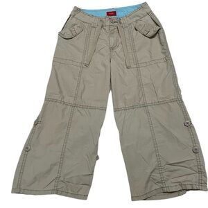 Mossimo Girls Cargo Pants Size Large Khaki 100% Cotton Adjustable Length